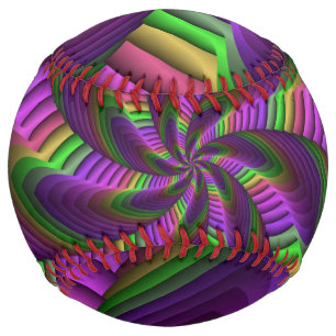 Balle De Softball Super Énergétique coloré Neon Motif fractal