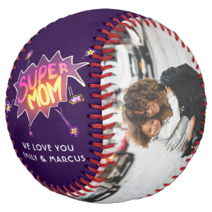 Balle De Softball Super Maman Lettre Main Mère Cadeau Photo