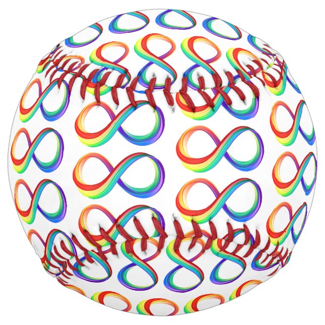 Balle De Softball Symbole d'infinité arc-en-ciel stratifié (Devant)