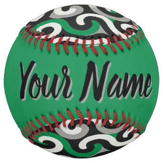 Balle De Softball Team Colors (Green,Grey,Black,White) Personalized 
