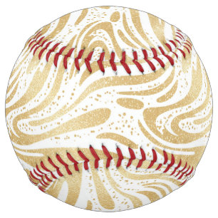 Balle De Softball Tourbillons Blancs Dorés