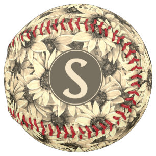 Balle De Softball Tournesol Charme Vintage Ton Sépia Softball