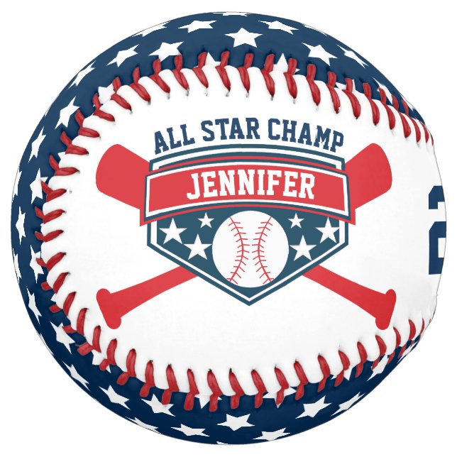 Balle De Softball Tous les Champ d'étoile Personnaliser (Devant gauche)