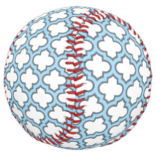 Balle De Softball Trellis bleu blanc et bébé, treillis, Quatrefoil