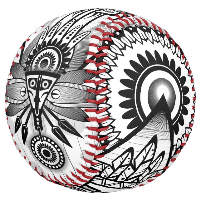Balle De Softball Tribal autochtone Abstrait (Incliné)