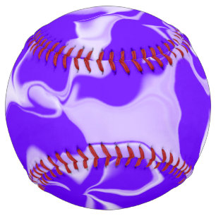 Balle De Softball Vagues violettes et blanches