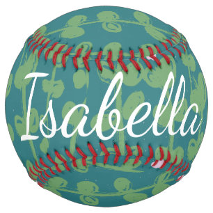 Balle De Softball Vignes Abstraites vertes Motif personnalisé
