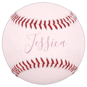 Balle De Softball Votre texte Élégant Script & Soft Blush Rose
