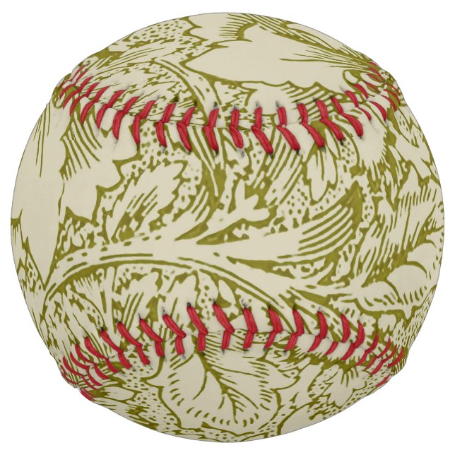 Balle De Softball William Morris Poppy Classic Floral Green (Devant)
