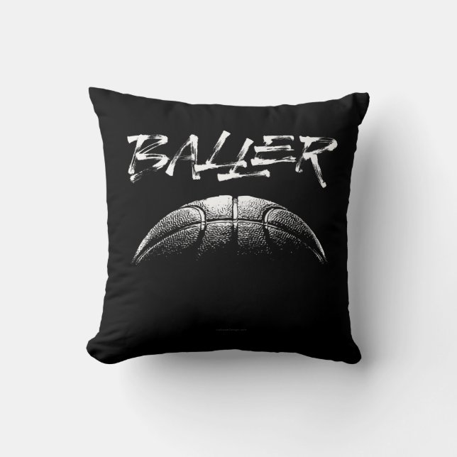 Baller (basketball) throw pillow (Front)