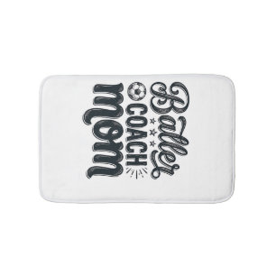 Baller Coach Mom Vintage Soccer Shirt Design_1 Bath Mat