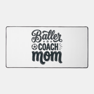 Baller Coach Mom Vintage Soccer Shirt Design_1 Desk Mat