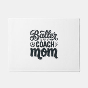 Baller Coach Mom Vintage Soccer Shirt Design_1 Doormat