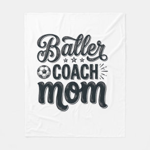 Baller Coach Mom Vintage Soccer Shirt Design_1 Fleece Blanket
