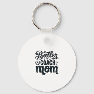 Baller Coach Mom Vintage Soccer Shirt Design_1 Keychain