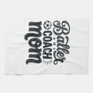 Baller Coach Mom Vintage Soccer Shirt Design_1 Kitchen Towel