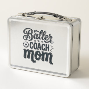 Baller Coach Mom Vintage Soccer Shirt Design_1 Metal Lunch Box