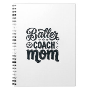Baller Coach Mom Vintage Soccer Shirt Design_1 Notebook