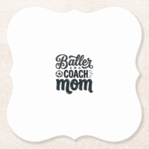Baller Coach Mom Vintage Soccer Shirt Design_1 Paper Coaster