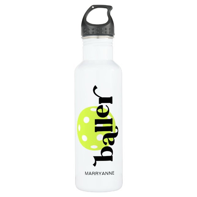 Baller Pickleball Personalized Name 710 Ml Water Bottle (Front)