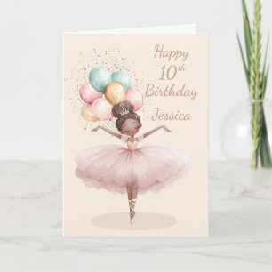 Ballerina 10th Birthday Card Folded Greeting Card