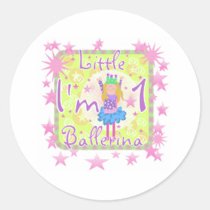 Ballerina 1st Birthday Classic Round Sticker