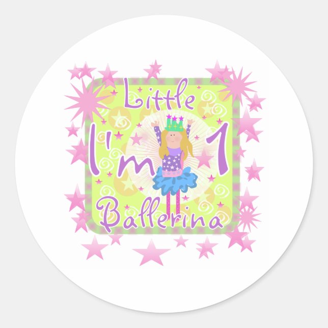 Ballerina 1st Birthday Classic Round Sticker (Front)
