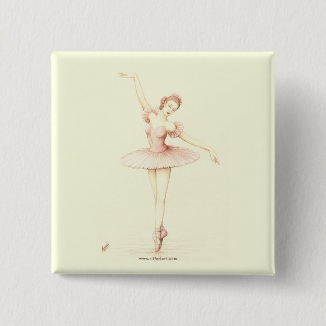 Ballerina 2 Inch Square Button (Front)