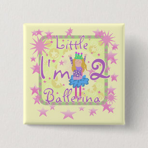 Ballerina 2nd Birthday Tshirts and Gifts 2 Inch Square Button
