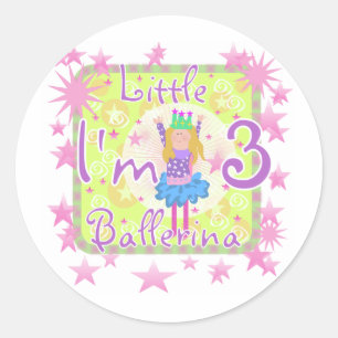 Ballerina 3rd Birthday Tshirts and Gifts Classic Round Sticker