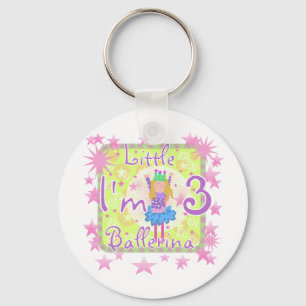 Ballerina 3rd Birthday Tshirts and Gifts Keychain