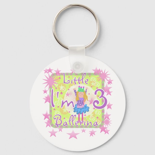Ballerina 3rd Birthday Tshirts and Gifts Keychain (Front)
