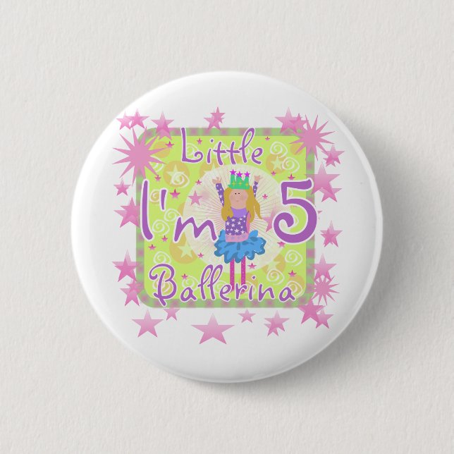 Ballerina 5th Birthday tshirts and Gifts 2 Inch Round Button (Front)
