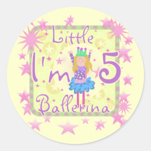Ballerina 5th Birthday tshirts and Gifts Classic Round Sticker