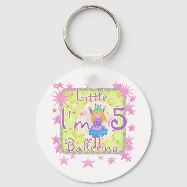 Ballerina 5th Birthday tshirts and Gifts Keychain (Front)