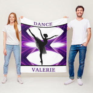 Ballerina Abstract Dancing Purple / White / Black Fleece Blanket