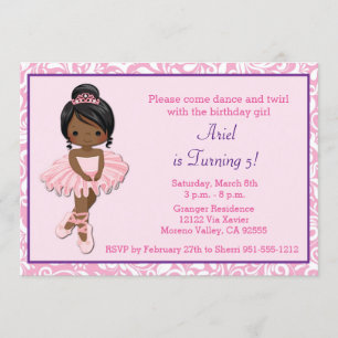 Ballerina Afro-Américaine Invitation Anniversaire