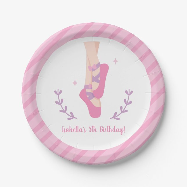 Ballerina and Ballet Shoes Girls Birthday Paper Plate (Front)