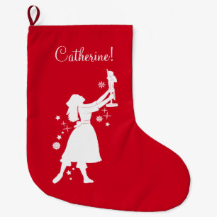 Ballerina and Nutcracker at Christmas Large Christmas Stocking