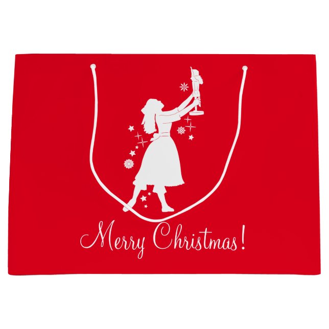 Ballerina and Nutcracker at Christmas Large Gift Bag (Front)