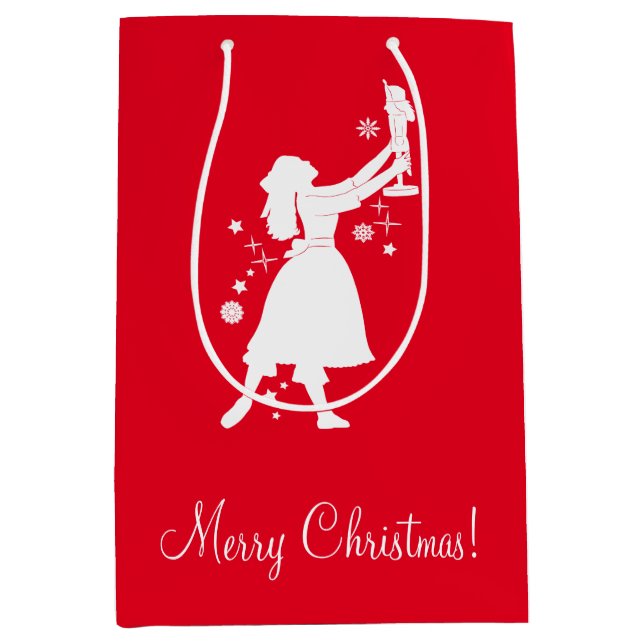 Ballerina and Nutcracker at Christmas Medium Gift Bag (Front)