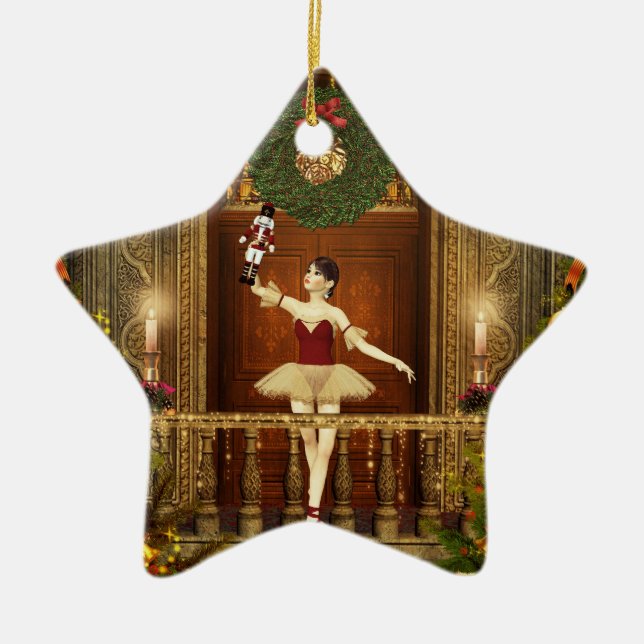 Ballerina and Nutcracker Christmas Star Ornament (Front)
