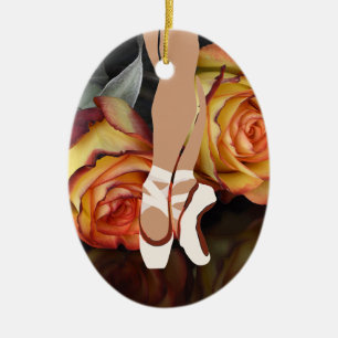 Ballerina and Roses En Pointe Ballet Christmas Ceramic Ornament