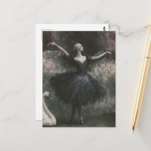 Ballerina and Swan Fantasy Postcard