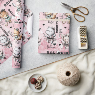 Ballerina animals wrapping paper