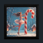 Ballerina Anime Girl & Candy Cane Christmas Gift Box<br><div class="desc">The snow crunched softly beneath her tiny feet as she twirled and danced. Her pink tutu, a cloud of tulle, swirled around her delicate frame. In her small hands, she clutched a giant candy cane, its stripes glowing in the soft, ethereal light. The forest, blanketed in a pristine layer of...</div>