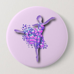 Ballerina Art Purple Dance - Ballet Dancer Drawing 4 Inch Round Button