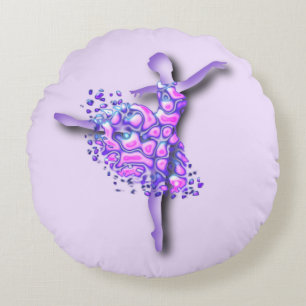 Ballerina Art Purple Dance - Ballet Dancer Round Pillow