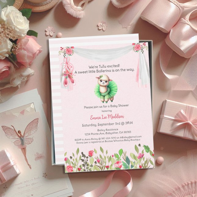 Ballerina Baby Girl Shower Tutu Elegant Llama Invitation (Creator Uploaded)