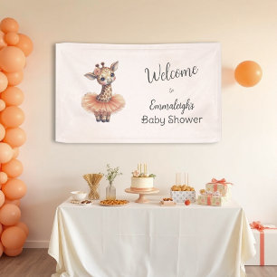 Ballerina Baby Girl Shower Tutu Giraffe Welcome Banner